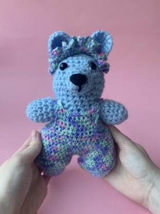 Crochet Blue Bear with Dungarees