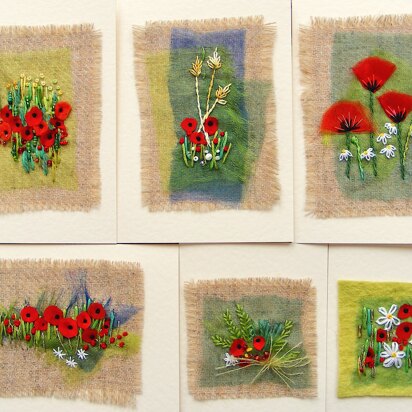 Rowandean Skizzen-Karten-Sets (Mohnblumen) Stickerei-Set