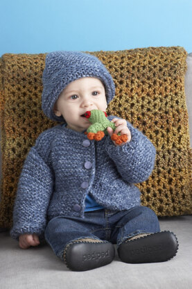 Snuggle Baby Cardigan And Hat in Lion Brand Jiffy - 80873AD