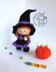 Young Witch doll and Pumpkin knitted flat