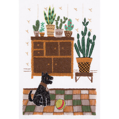 Panna Houseplants Corner (Puppy) Embroidery Kit