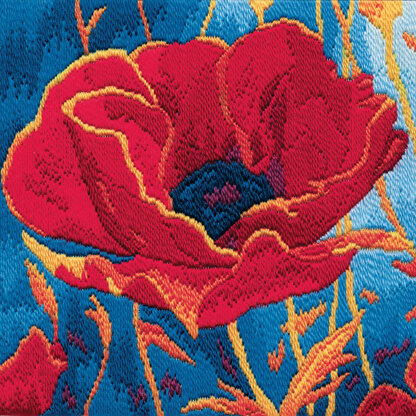 Derwentwater Designs Poppy Head Long Stitch Kit - 20.5 x 21.5cm