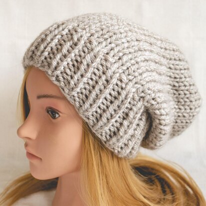 Chunky Knit Slouch Beanie in King Cole Big Value Super Chunky