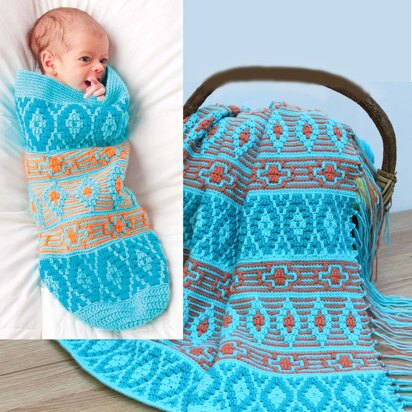 Native American Afghan and Baby Cocoon