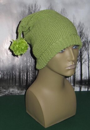 Moss Stitch (Seed Stitch) Pixie Bobble Slouch Hat