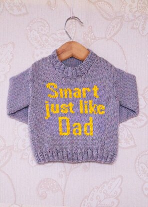 Intarsia - Smart Just Like Dad - Childrens Sweater