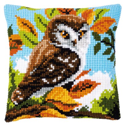 Vervaco Owl In The Bushes Cross Stitch Cushion Kit - 40 x 40 cm