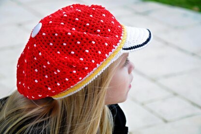 Polka Dots Crocheted Cap & Poppy Pin
