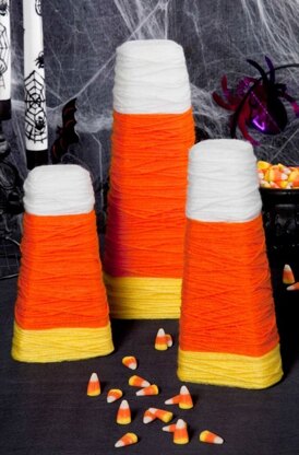 Candy Corn Wrapped Cones in Red Heart Super Saver Economy Solids - LW3265