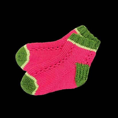 Seedless Watermelon Slipper Socks - knitting pattern
