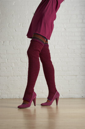 Striped Thigh Highs in Lion Brand Wool-Ease - 70669AD