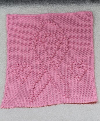 Pink Ribbon and Hearts Blanket Block