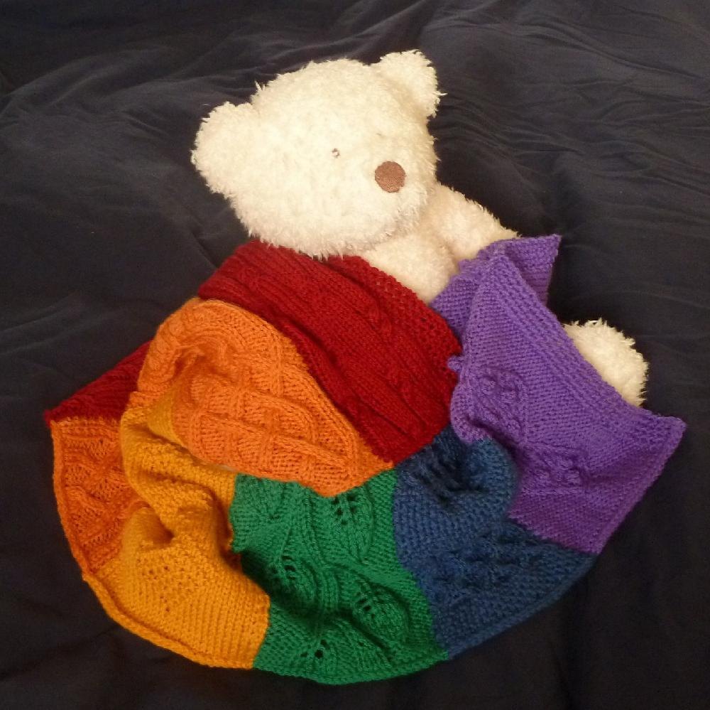 Aran Rainbow Baby Blanket Knitting pattern by Rainbow Knits