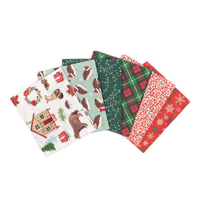 LoveCrafts Christmas Village Fat Quarter Bundle - Green/Red