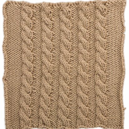 Basic Cables Square for Knit Your Cables Afghan in Red Heart Soft Solids - LW4309-B