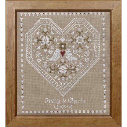 Historical Sampler Company Love Birds Wedding Sampler Cross Stitch Kit - 26cm x 31cm