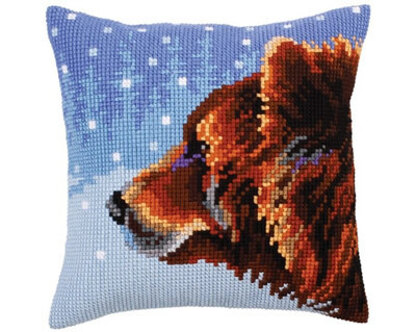 Collection D'Art Winter Bear Cross Stitch Cushion Kit - 40cm x 40cm