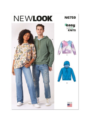 New Look Misses' and Men's Sweatshirts N6759 - Paper Pattern, Size A (S-M-L-XL-XXL)