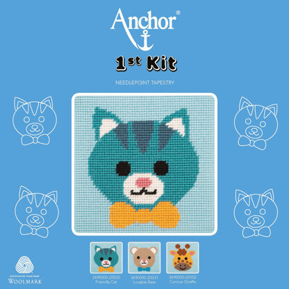 Anchor 1st Kit - Friendly Cat Tapestry Kit - 15cm x 15cm