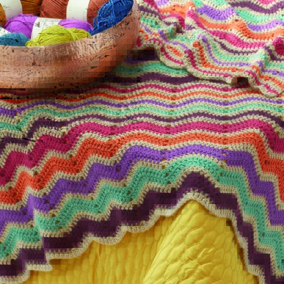 Chevron Crochet Blanket in Rowan Handknit Cotton - Downloadable PDF