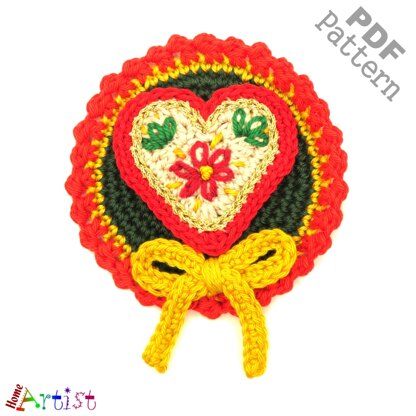 Heart Patch Crochet Applique Pattern