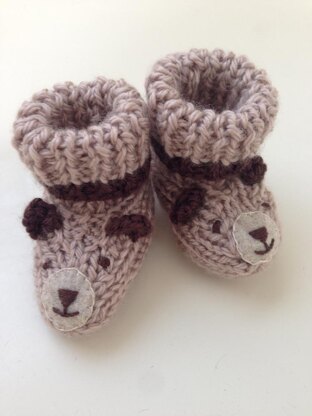 Sleepy Bear Baby Booties