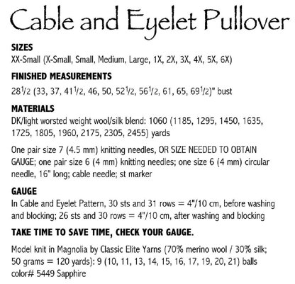 Cable and Eyelet Pullover #186