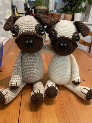 Crocheted pugs