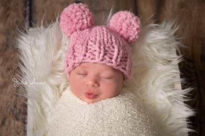 Little Ears Hat Two Pompom Hat Chunky Toque Winter Double