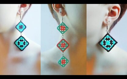 Earrings Boho Granny Square