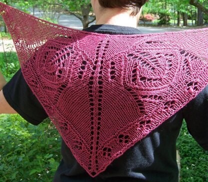 Royal Red Butterfly Shawl (33" x 15")