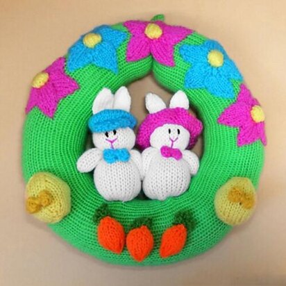 Easter Bunnies Wreath - knitting pattern