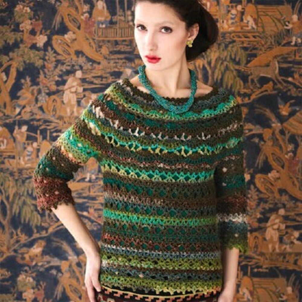 Crochet Pattern: Fair Isle Top Down Circle Yoke Womens Size