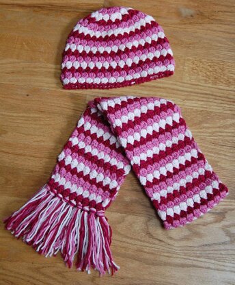 Mod Hat and Scarf Set (3 sizes: toddler, child, teen/adult)