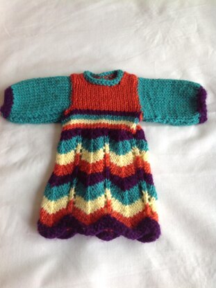 Multi colour dress, bolero, bag for 18" doll