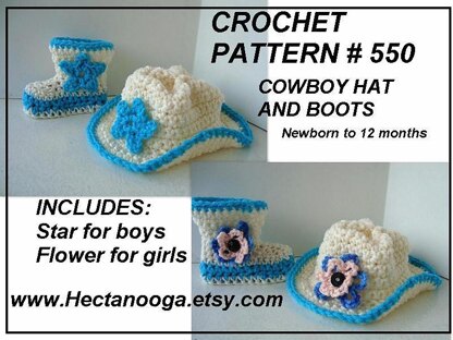 550 Cowboy Hat and Boots Set