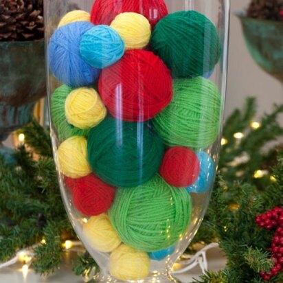 Scrap Wrapped Holiday Balls in Red Heart Super Saver Economy Solids - LW2665