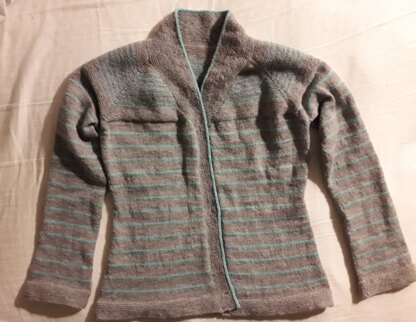 Vivid gray and blue cardigan