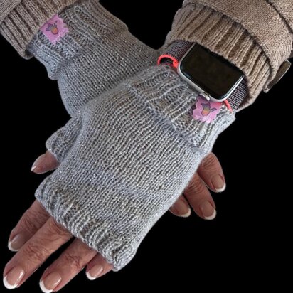 Knit fine fingerless basic gloves