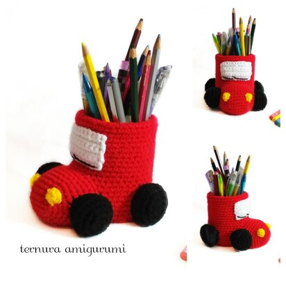 Crochet pattern for pencil holder car