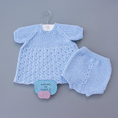 Agnes Baby Dress and Pants knitting pattern 18" chest size