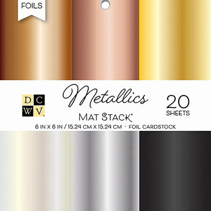 American Crafts DCWV Single-Sided Cardstock Stack 6"X6" 20/Pkg - Metallics Foil Solid, 6 Colors