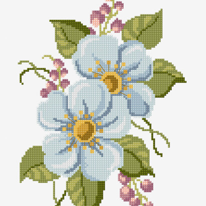 Floral Butterfly Modern Cross Stitch Pattern, Flower Counted Cross