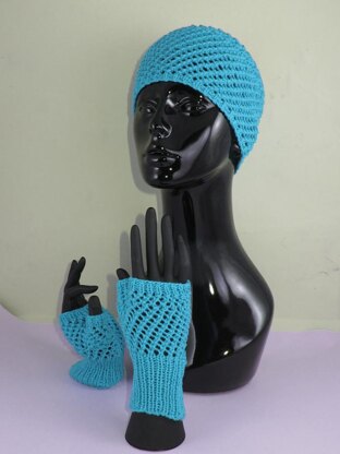 Easy Lace Fingerless Gloves and Headband Set