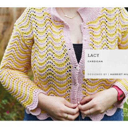 Lacy Cardigan -  Cardigan Knitting Pattern For Women in The Yarn Collective Rivoli Sport by Harriet Hill