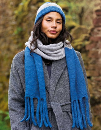 Cora Knitted I-Cord Tassel Scarf & Hat in Fable Brushed Aran - Downloadable PDF