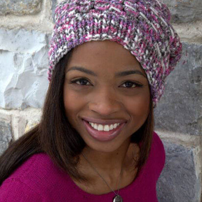 Lace Slouch Hat in Plymouth Yarn Woolcotte - F664