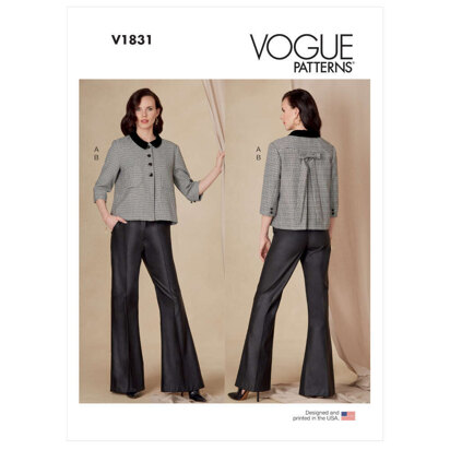 Vogue Patterns MISSES' SLEEVELESS PEPLUM TOP AND WIDE-LEG PANTS