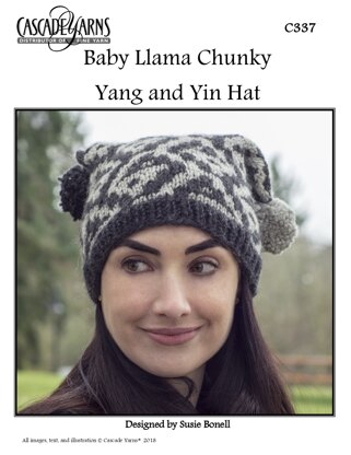 Yang and Yin Hat in Cascade Baby Llama Chunky - C337 - Downloadable PDF