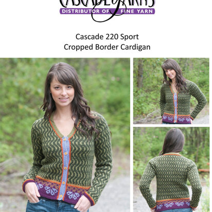 Cropped Border Cardigan in Cascade 220 Sport - DK229